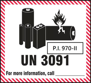 UN 3091-PI 970-II-鈕扣型鋰電池標記